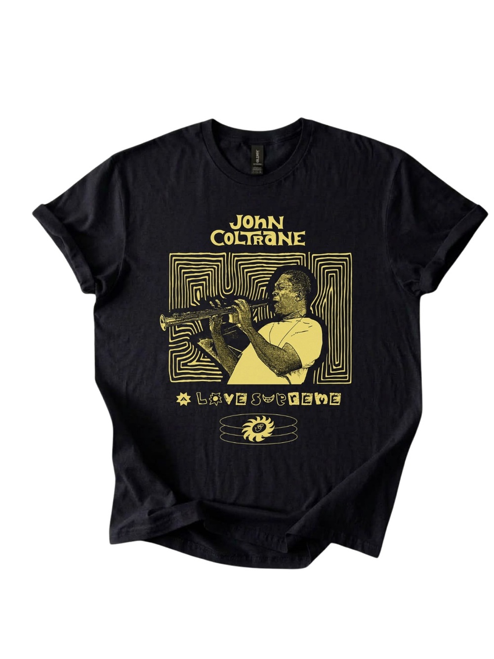 Gildan John Coltrane Graphic Tee - Black/Yellow